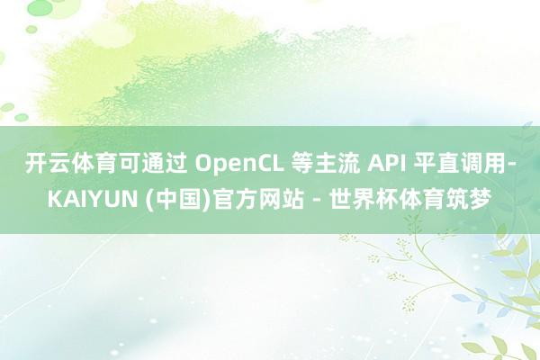 开云体育可通过 OpenCL 等主流 API 平直调用-KAIYUN (中国)官方网站 - 世界杯体育筑梦
