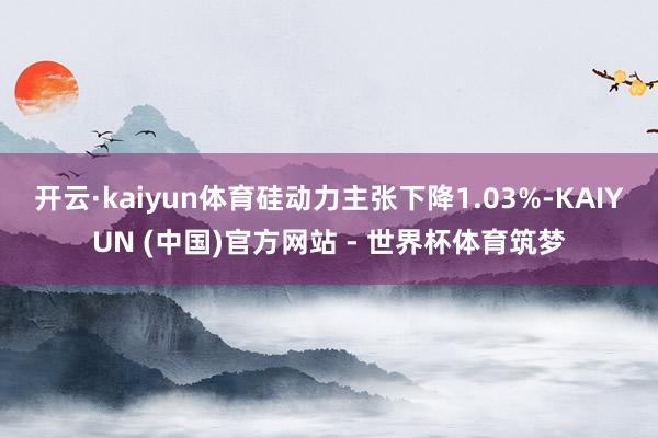 开云·kaiyun体育硅动力主张下降1.03%-KAIYUN (中国)官方网站 - 世界杯体育筑梦